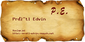 Prátl Edvin névjegykártya